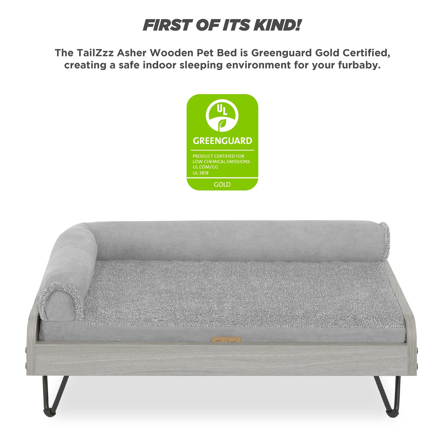 Small Wooden Elevated Pet Bed with Mattress