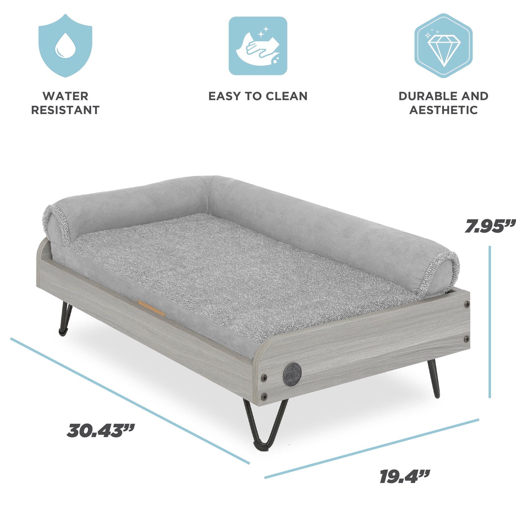 Small Wooden Elevated Pet Bed with Mattress