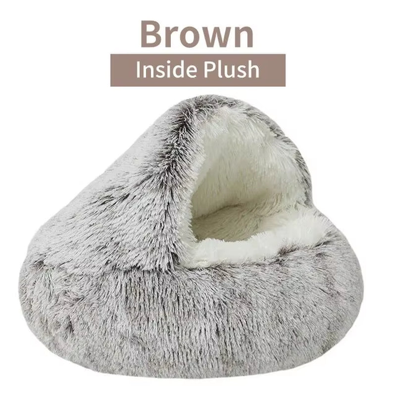 Plush Hooded Pet Bed 