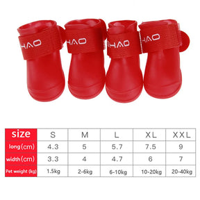 Cat/Dog 4Pcs Pet Waterproof Rainshoe Anti-Slip Rubber Boot