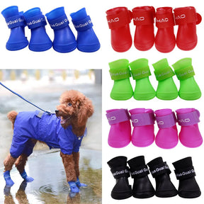 Cat/Dog 4Pcs Pet Waterproof Rainshoe Anti-Slip Rubber Boot