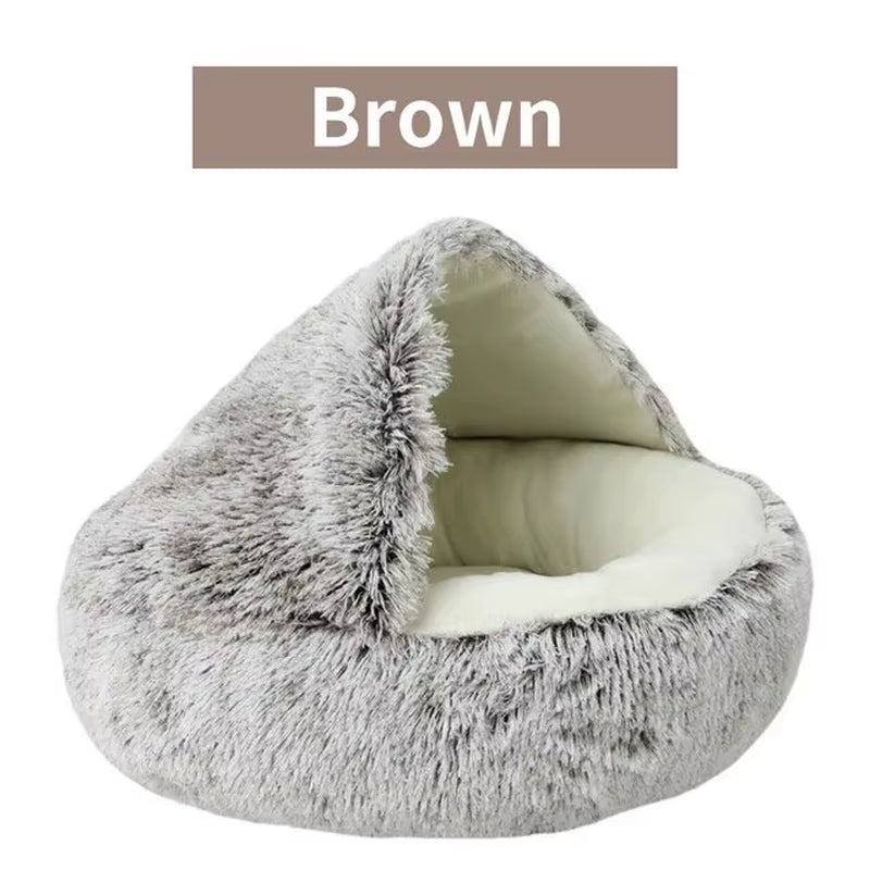 Plush Hooded Pet Bed 