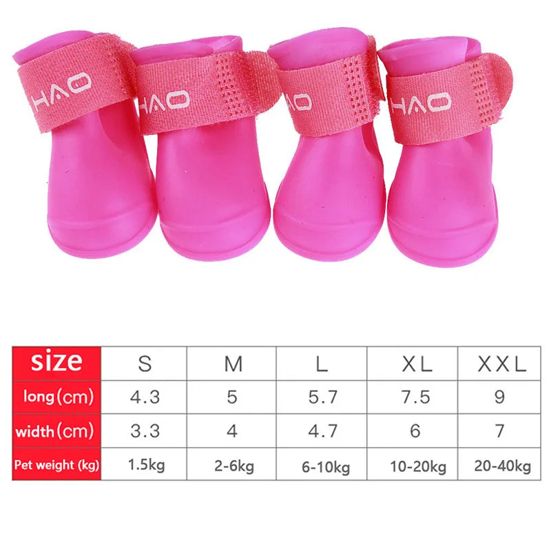Cat/Dog 4Pcs Pet Waterproof Rainshoe Anti-Slip Rubber Boot
