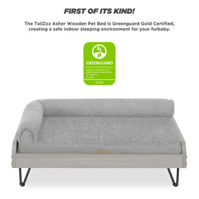 Small Wooden Elevated Pet Bed with Mattress