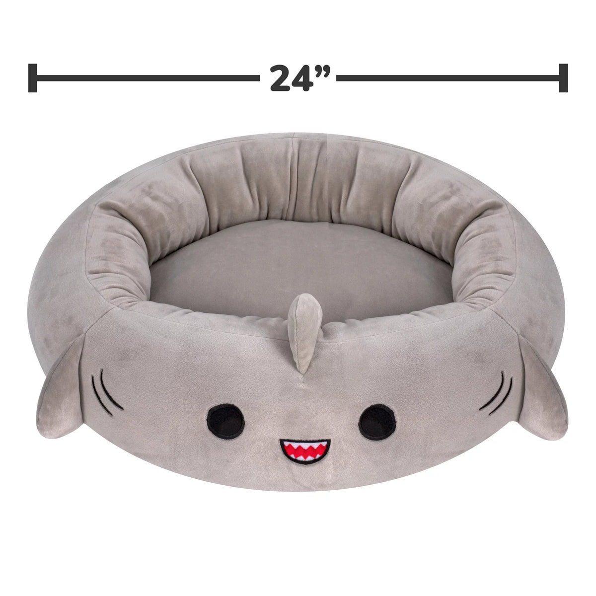 24 Inch Gray Shark Pet Bed