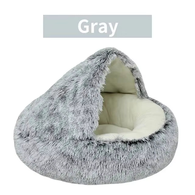 Plush Hooded Pet Bed 