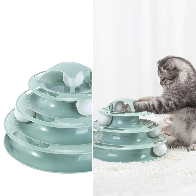3/4 Levels Cats Toy Tower Track