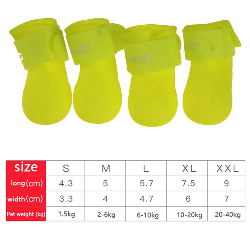 Cat/Dog 4Pcs Pet Waterproof Rainshoe Anti-Slip Rubber Boot
