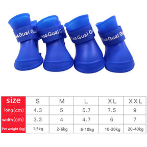 Cat/Dog 4Pcs Pet Waterproof Rainshoe Anti-Slip Rubber Boot