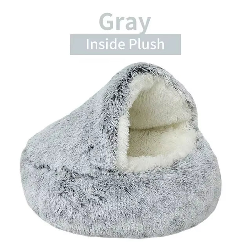 Plush Hooded Pet Bed 
