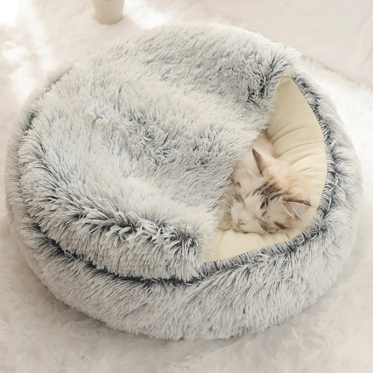 Plush Hooded Pet Bed 
