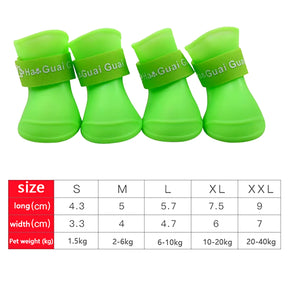 Cat/Dog 4Pcs Pet Waterproof Rainshoe Anti-Slip Rubber Boot