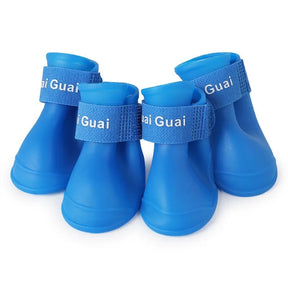 Cat/Dog 4Pcs Pet Waterproof Rainshoe Anti-Slip Rubber Boot