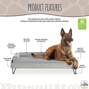  Wooden Pet Bed with Mattress 