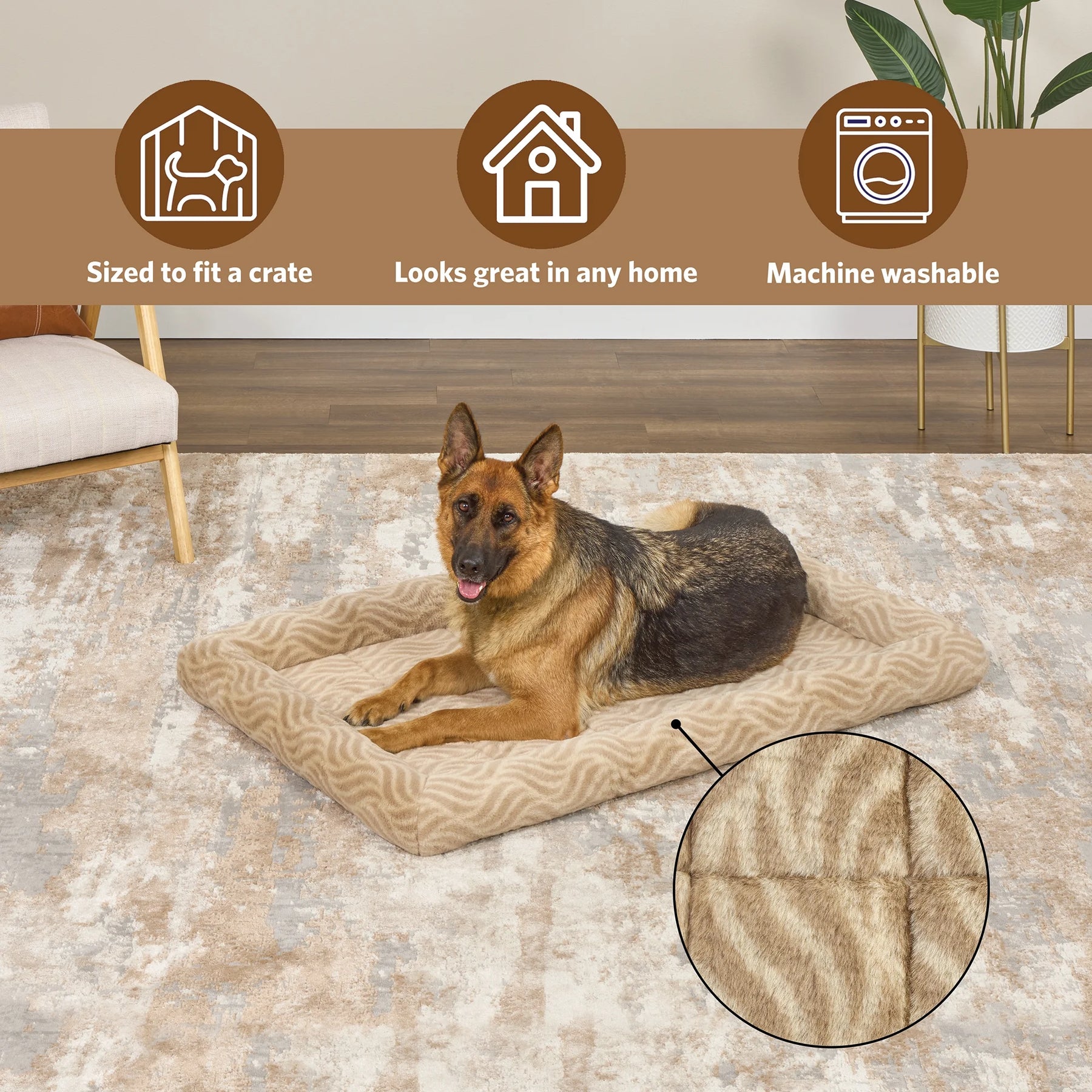 48Inch Tan Wave Pet Bed 