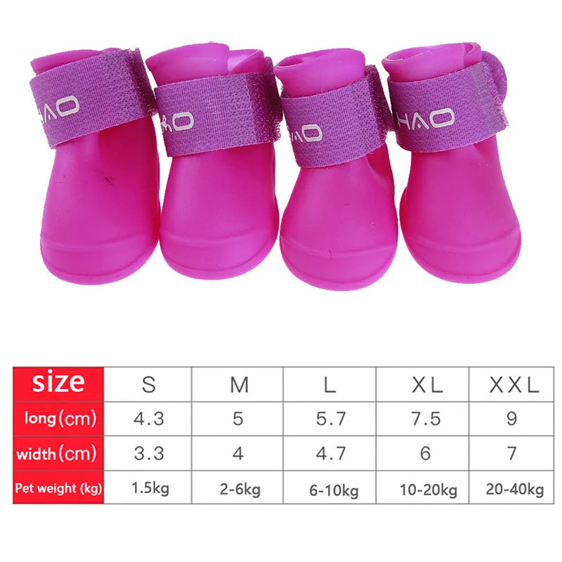 Cat/Dog 4Pcs Pet Waterproof Rainshoe Anti-Slip Rubber Boot